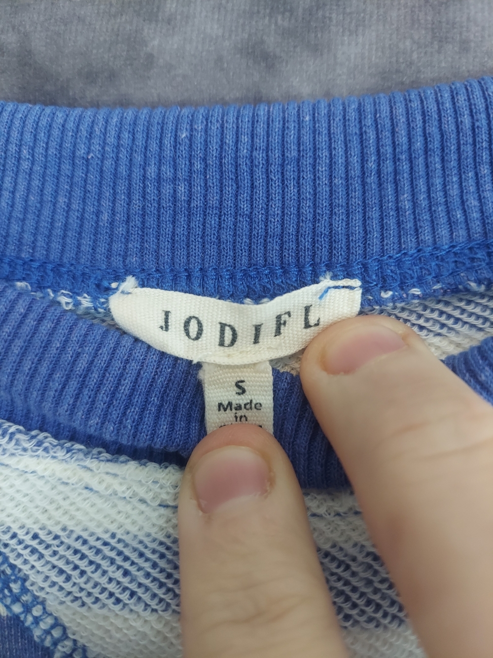 Jodifl Blue & White Striped Puff Sleeve Cotton Blend Top Women's Small - Picture 3 of 7